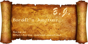 Bordás Jusztusz névjegykártya